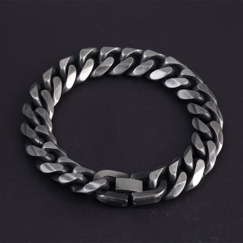 Kubanisches trendiges Titanstahl-Hip-Hop-Armband für Herren, Nischendesign, Schmuck für Männer und Frauen_voghion.com