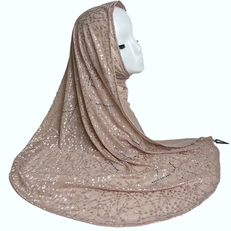 Γυναικεία γυναικεία μαντίλα Hijab με κρεμαστό κασκόλ κασκόλ κασκόλ με γάζα_voghion.com