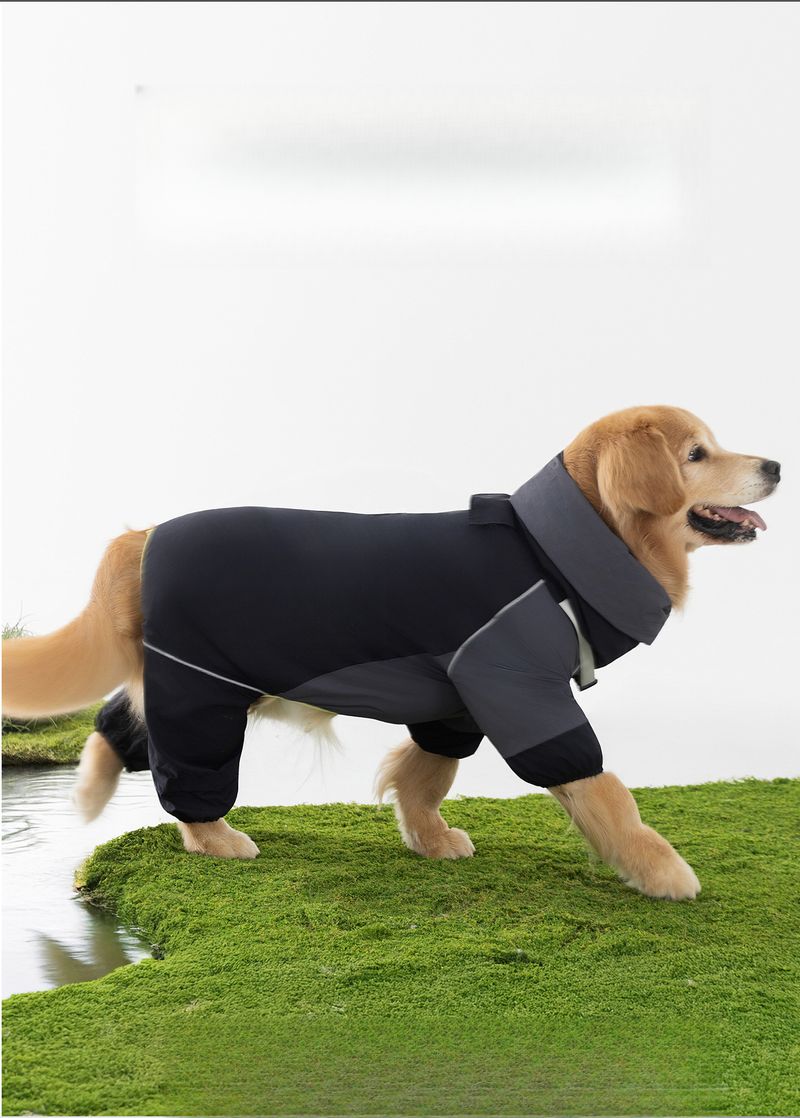 Haustier-Regenmantel, vollständige Abdeckung für große Hunde, Farbblock, Golden Retriever, Border Collie, Regentag, Spazierponcho, wasserdicht_voghion.com