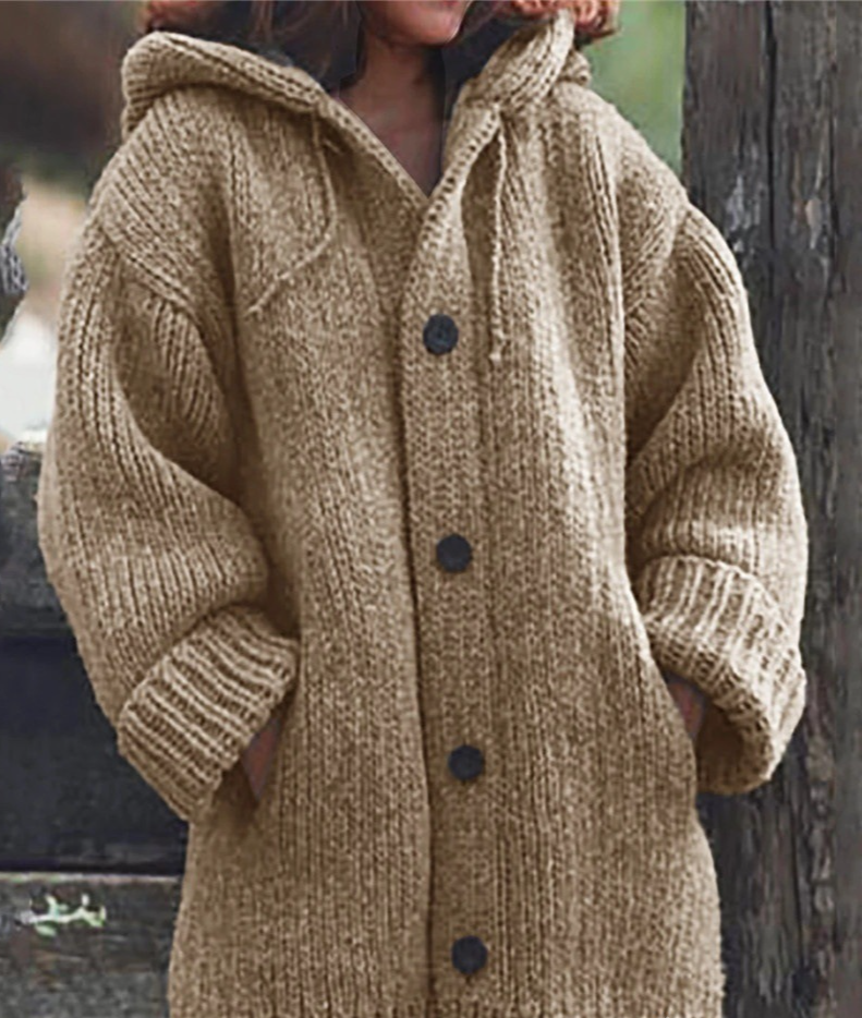Damenbekleidung Pullover Strickjacke Strickpullover Damen Mittellanger Mantelpullover_voghion.com