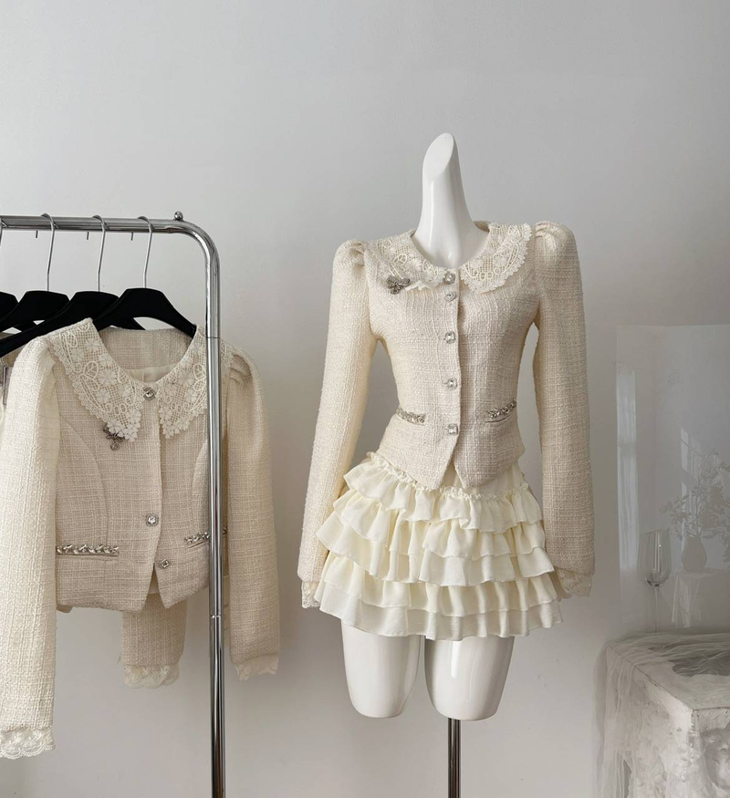 Lazy Didi Audrey 8,30 popusta+nov izdelek 95 % popusta Coarse Floral Fine Bleščeča majhna dišeča jakna do pasu_voghion.com
