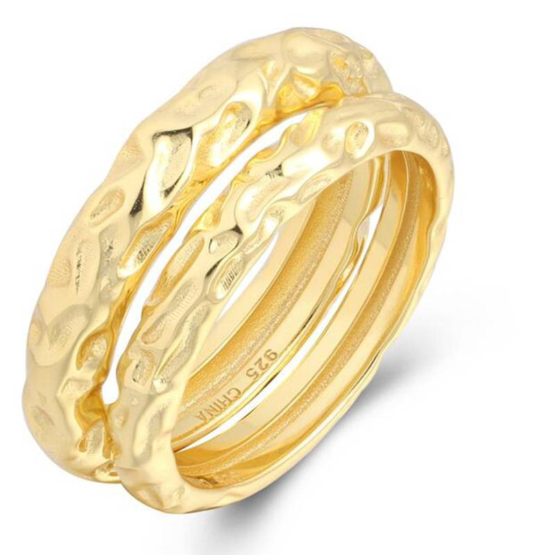 Bague double couche creuse style hip-hop à la mode, tissée en croix avec plusieurs rangées de diamètre_voghion.com