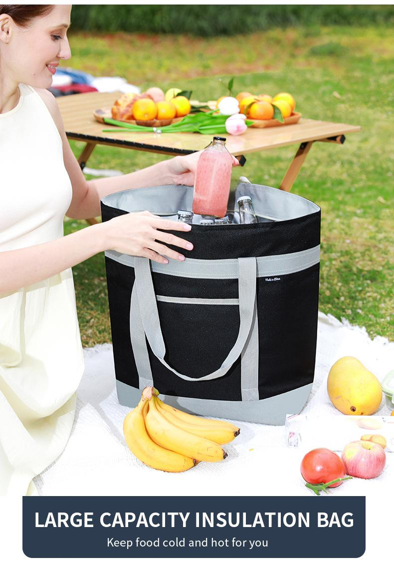 Sac fourre-tout isotherme pour courses, grand sac de courses thermique avec compartiment à pizza, glacière étanche pour pique-nique, sac de congélation pliable et réutilisable_voghion.com