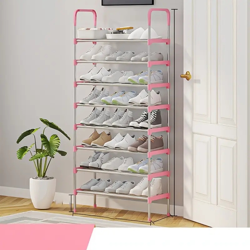 Étagère à chaussures en métal 6/8 couches, idéale pour l'entrée, la chambre et le salon. Étagère à chaussures robuste et peu encombrante._voghion.com
