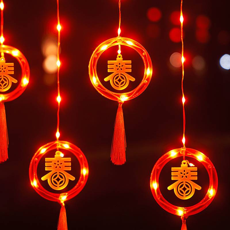 New Year LED String Lights - Red Lantern Decorations For Indoor/Outdoor, Window, Garden, Holiday & Festival Lighting (8 Modes, Plug-in/Solar)_voghion.com