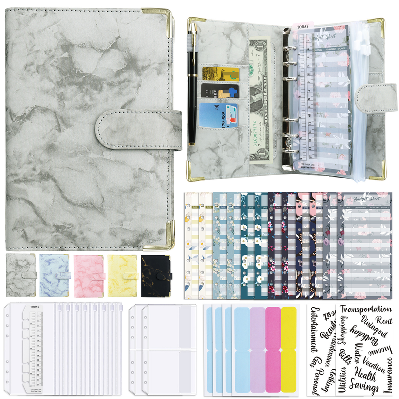 Navulbare notitieboeken Cash Budget Binder A6 Losbladig notitieboek PU-leer Financieel planner handboek_voghion.com