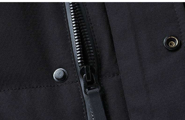 Men's Plus Size Detachable Hood Down Jacket - Winter Warm Windproof Puffer Coat For Big & Tall (White/Black, Duck Down, Machine Washable)_voghion.com