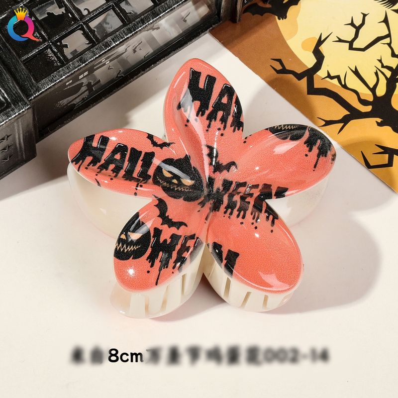 Multiple Pattern And Color Options For Halloween Pumpkin Skull Witch UV Print Frangipani Clip Girls Headdress_voghion.com