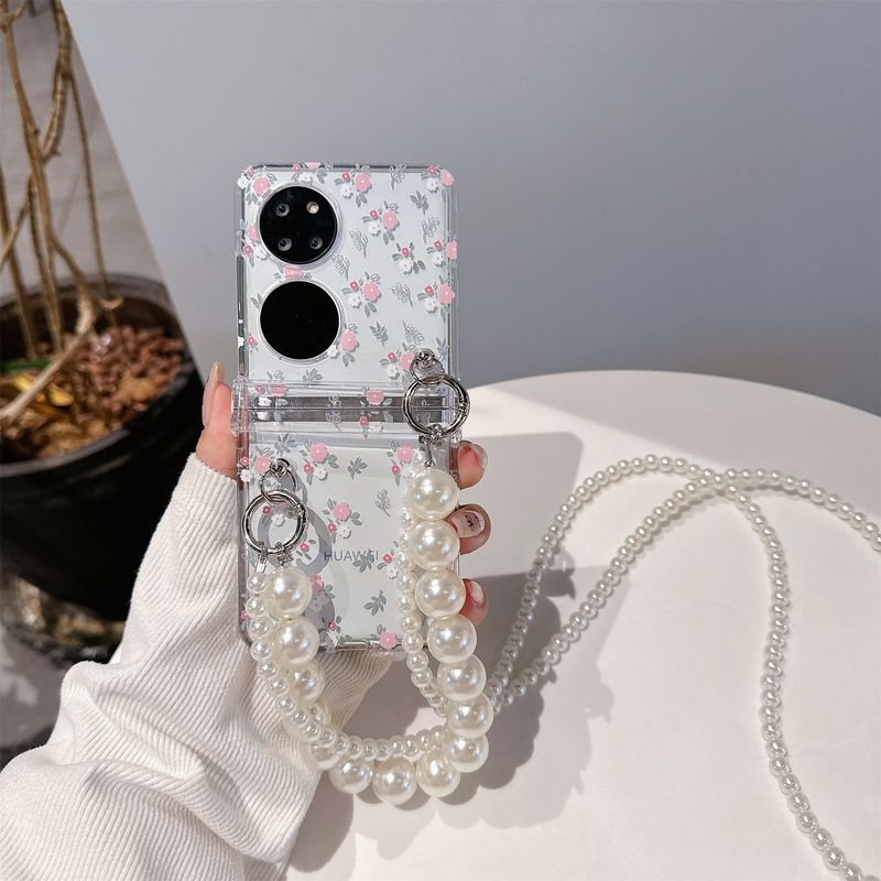 Japanese and Korean-style full screen small floral for Huawei p50 pocket folding screen phone case pockets drop-resistant shell_voghion.com