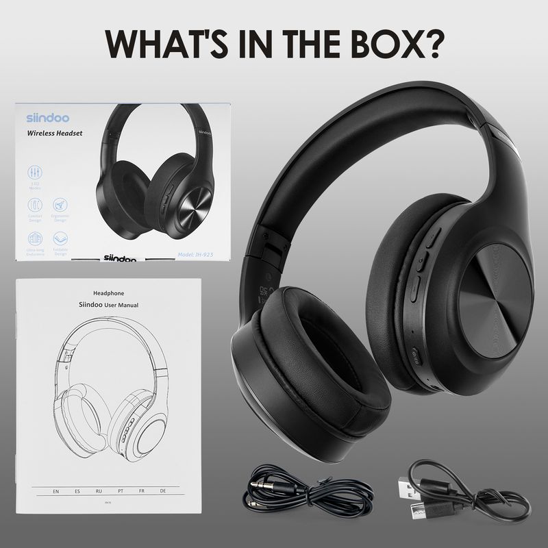 Siindoo JH-923 Wireless Headphones Over Ear,Foldable Bluetooth Headsets,3EQ Sound Modes, Hi-Res Audio With Deep Bass_voghion.com