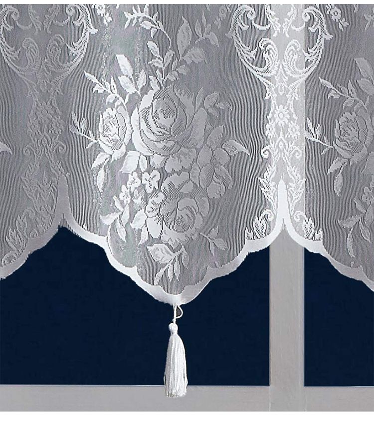Rideau de porte bohème en dentelle rose avec pompons – Panneau en voile transparent pour chambre, bureau, entrée, cloison décorative filtrant la lumière_voghion.com