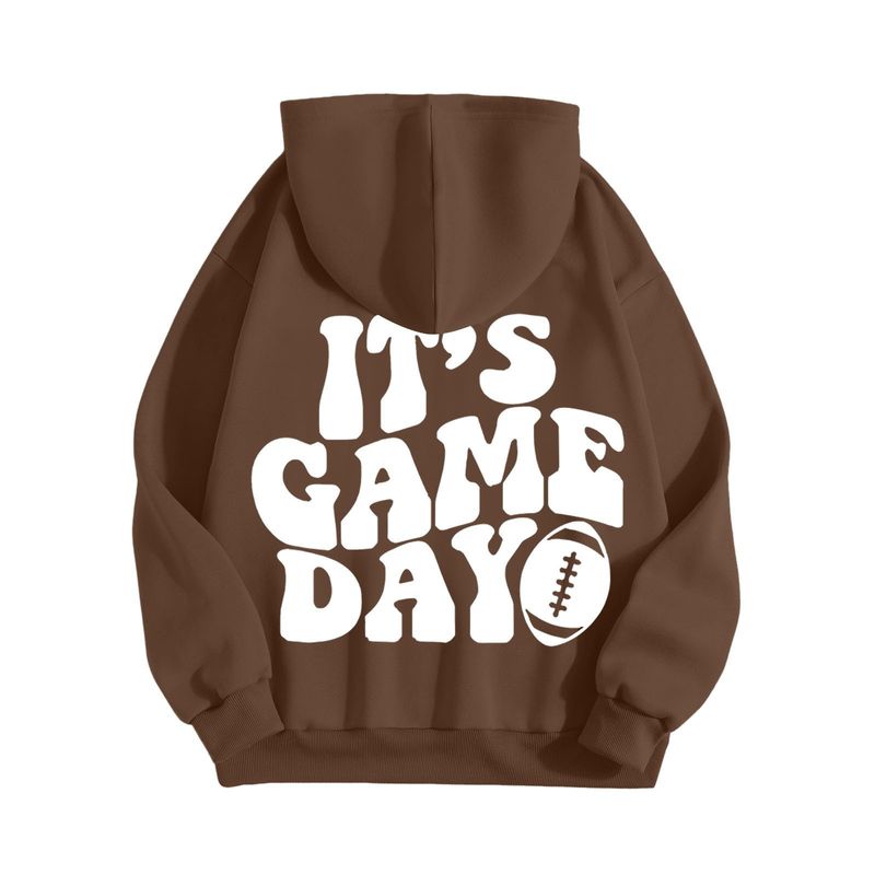 Felpa con cappuccio da donna in stile americano, taglie forti, con stampa di lettere, ampia, casual, alla moda, all'ingrosso_voghion.com