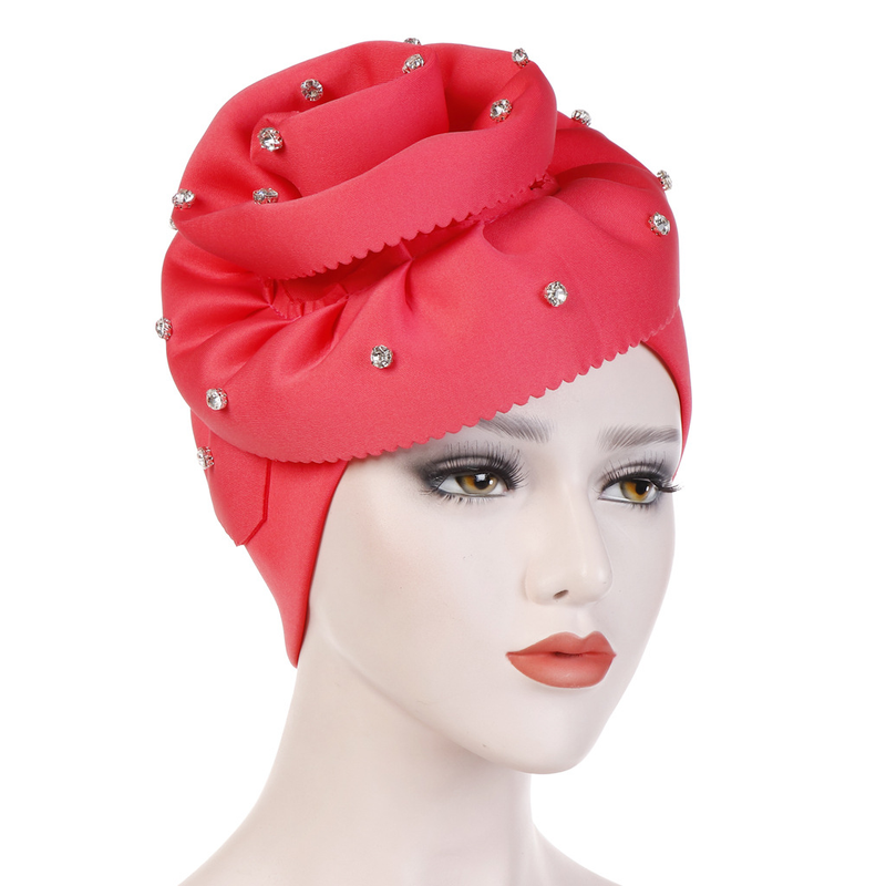 Perceuse à ongles coupée à la main, grande fleur à bride, chapeau turban de couleur unie, chapeau turban en coton_voghion.com