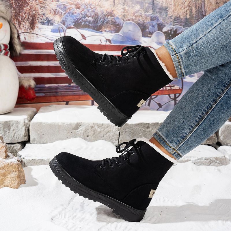 Snow Outdoor Lightweight Non-Slip Lace-Up Thickened Warm Women's Cotton Boots European Size 45_voghion.com