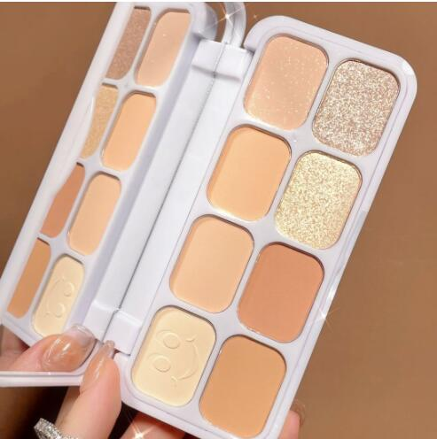 Neue INSFANY8 Farbdiamant-Highlight-Lidschatten-Tablett Perle dreidimensionale konturierende Make-up-Verbesserung_voghion.com