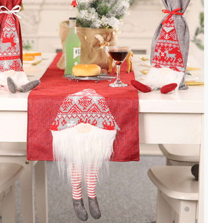 New Christmas Decorative Products Rudolf Table Flag Creative 3D Elderly Table Decoration Table Cloth_voghion.com