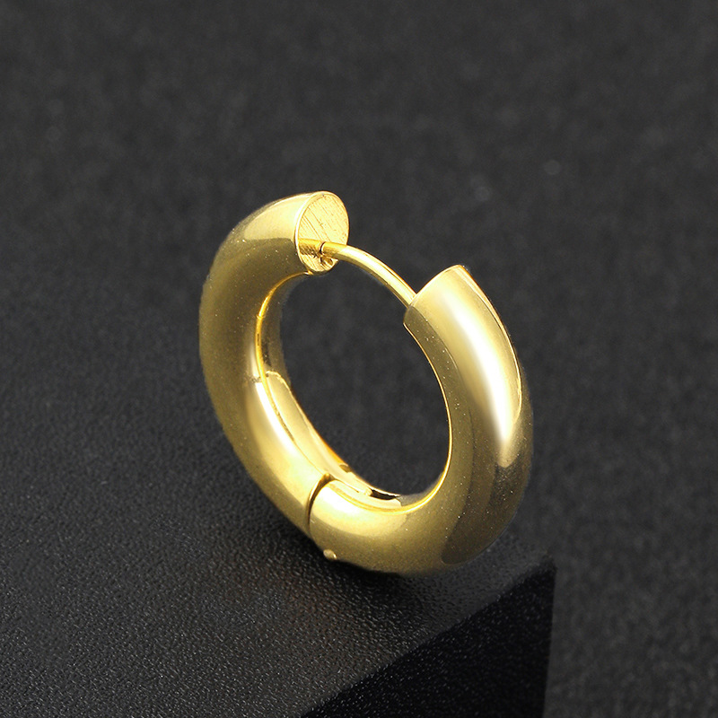 Alisouy 2 pz Nero Oro Argento Tono Colore Orecchini a cerchio in acciaio inossidabile Anello rotondo Orecchino Uomo Donna Big Size Iperbole Gioielli_voghion.com