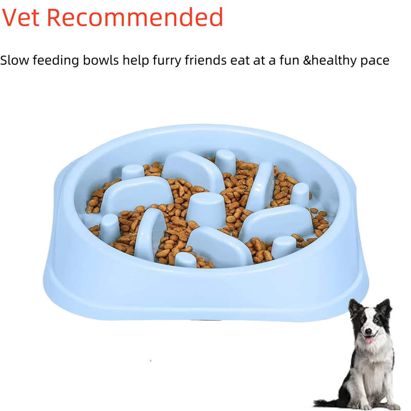 Interactive Slow Feeder Bowl For Small And Medium Dogs - Anti-Slip, Includes A Free Bone Toy With Random Color_voghion.com