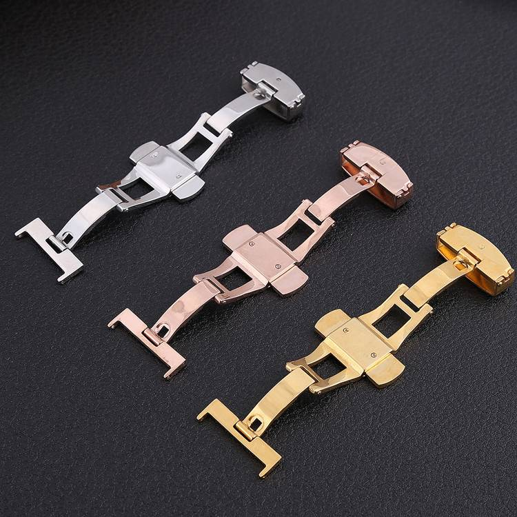 Watch accessories Buckle Double press automatic bow buckle Fine steel buckle 18/20/22MM_voghion.com