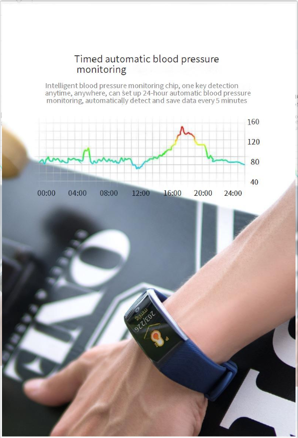 Smart-Armband mit Herzfrequenz- und Blutdruckmessgerät für Männer und Frauen, Farbdisplay, wasserdicht, Schrittzähler, Armbanduhr_voghion.com