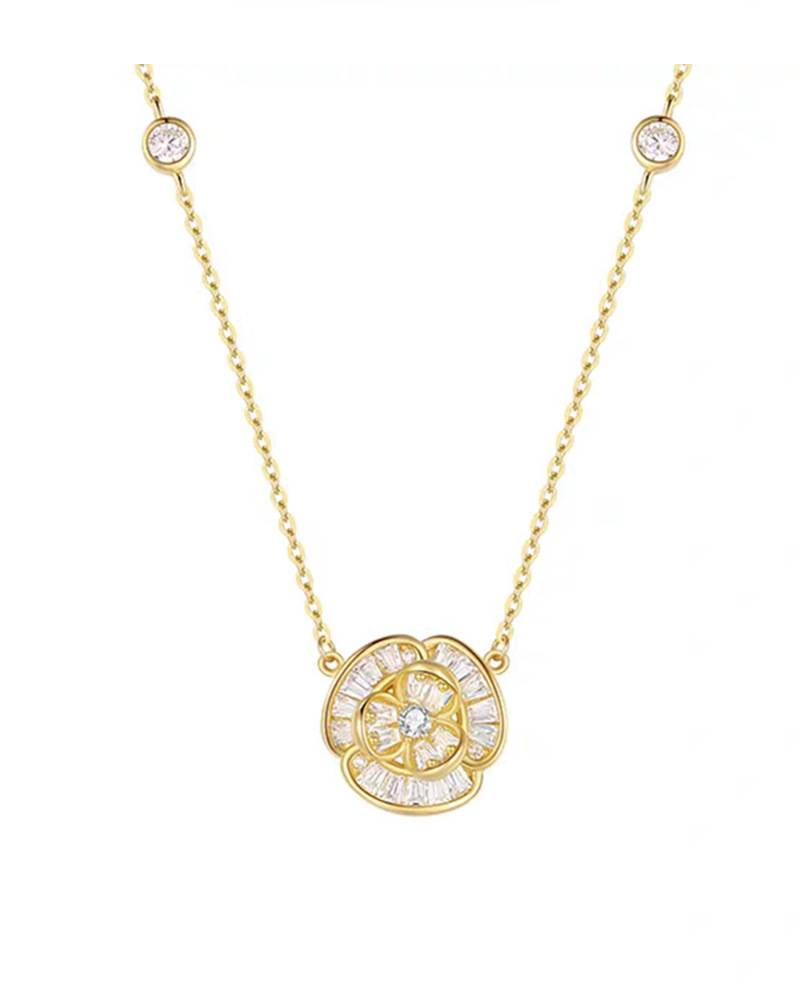 Nuova collana con ciondolo semplice in argento con ciondolo ombra di camelia in argento sterling, design di nicchia di lusso leggero, collana di gioielli di alta gamma_voghion.com