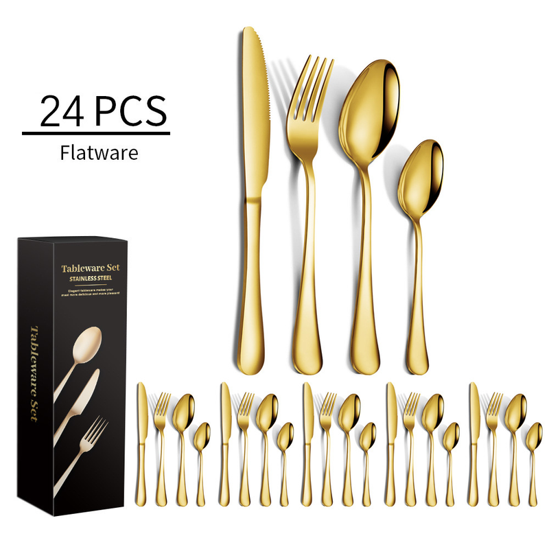 Stainless Steel Western Tableware 16/24 Pieces Of Table Knife Spoon Fork And Tea Spoon Set_voghion.com