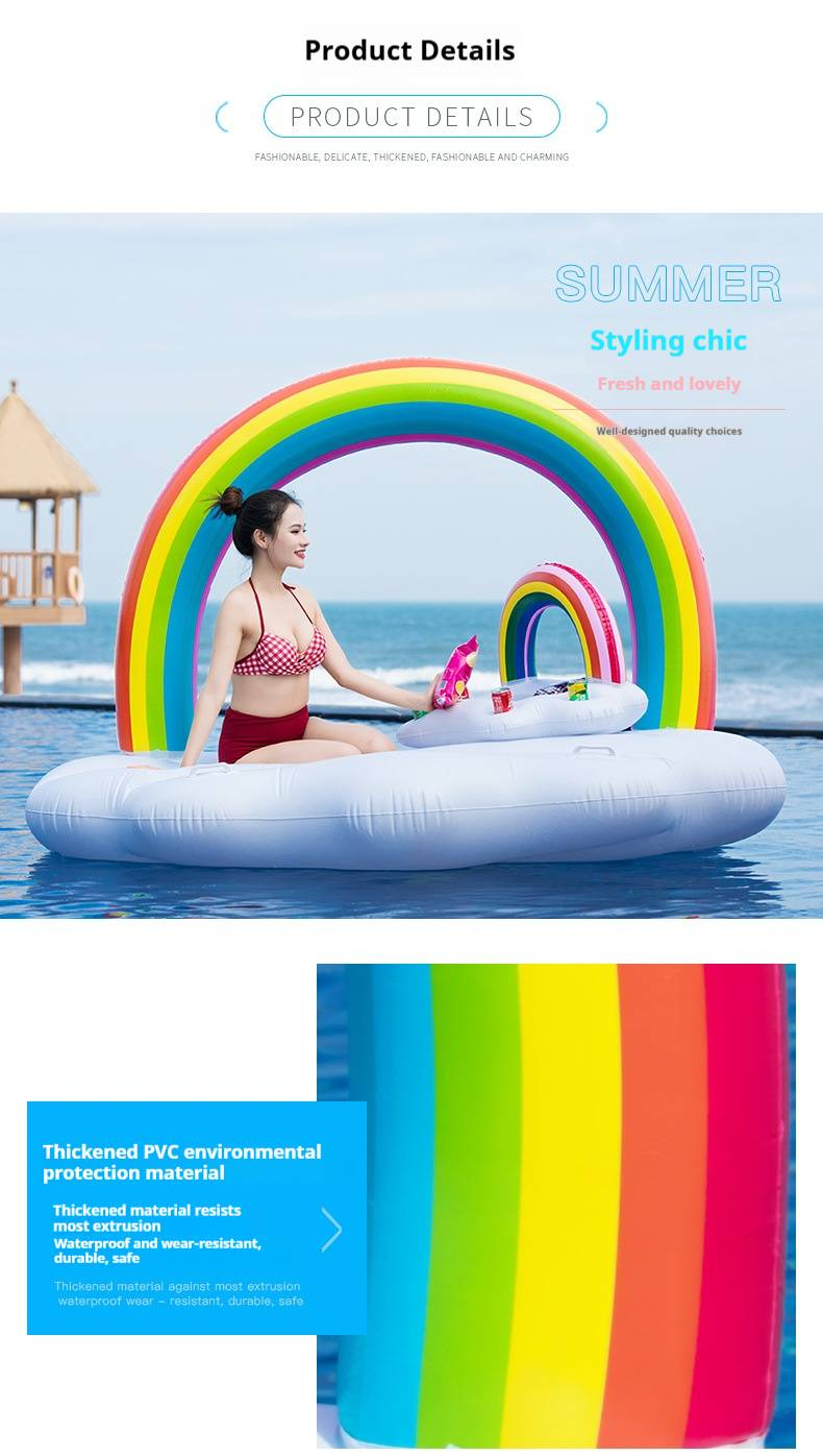 Regenboogbrug Drijvende Rij Opblaasbaar Luchtkussen Drijvend Vlot Ligstoel Drijvend Bed Op Water Volwassene En Kinderen Zwemcirkel_voghion.com