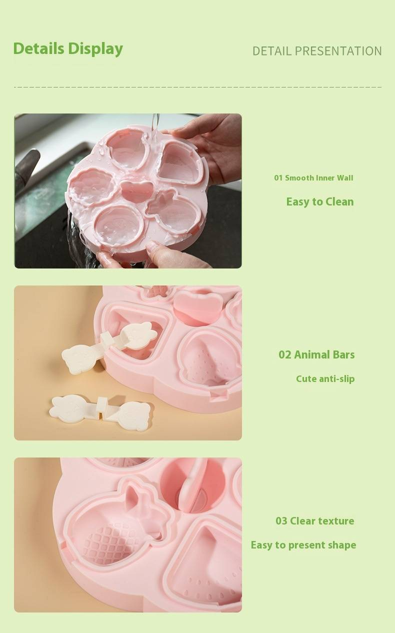Upgrade-Set aus Silikon-Eisformen in Fruchtform (DIY für Kinder – BPA-frei, antihaftbeschichtet, wiederverwendbar, perfekt für selbstgemachtes Eis)_voghion.com
