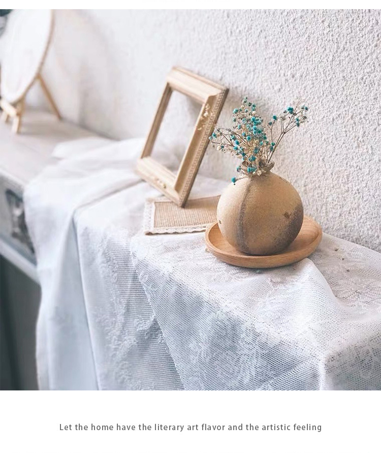 Wave Lace Tablecloth – Polyester Round Table Cover For Farmhouse & Nordic Decor, Anti-Slip, Multiple Sizes Cream White Unhemmed Design_voghion.com