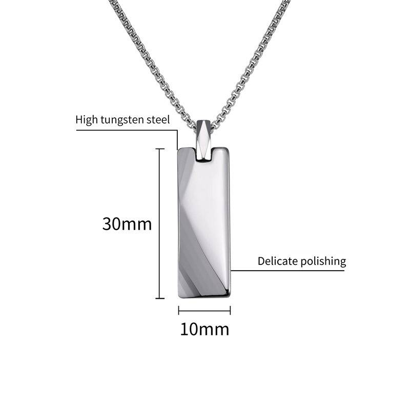 Collana con ciondolo in acciaio al tungsteno in stile punk da uomo - Design geometrico quadrato con finitura liscia, gioielli hip hop per uomo (argento, blu, nero)_voghion.com