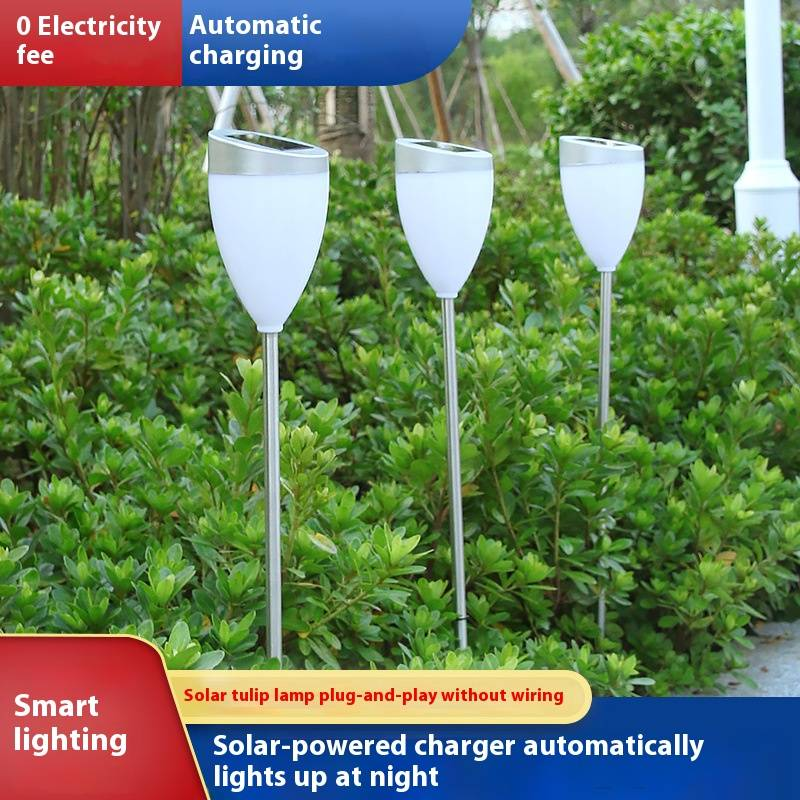 Solarbetriebene Tulpenlichter für den Außenbereich, wasserdichte Gartendekoration, LED-Landschaftsbeleuchtung für Hof, Terrasse, Rasen – warmes/farbwechselndes Licht_voghion.com