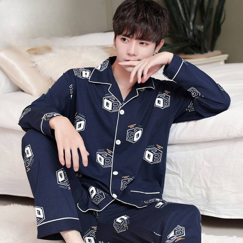 100 % reine Baumwolle Herren Nachtwäsche 2-teilig Casual Nachtwäsche Plaid Herbst Nachtwäsche Home Wear Herren Nachtwäsche Reine Baumwolle Nachtwäsche Set_voghion.com