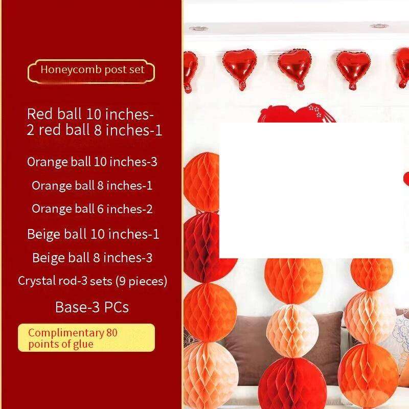 3-Pack Honeycomb Ball Columns For Wedding Decor, Modern Pink Backdrop Stands For Romantic Party, Valentine's Day_voghion.com