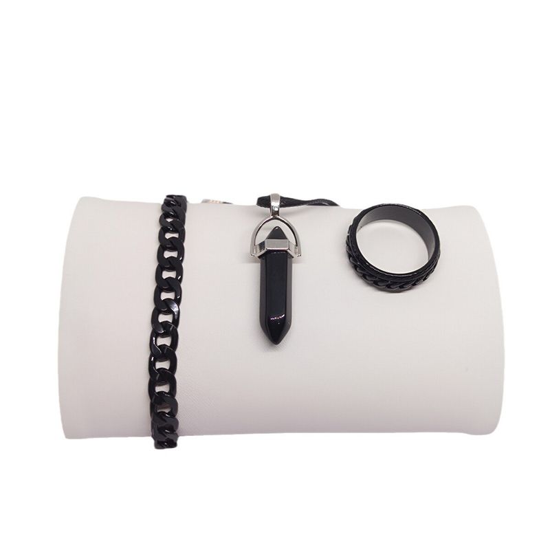 Set di 3 collane, bracciali e anelli da uomo con catena cubana_voghion.com