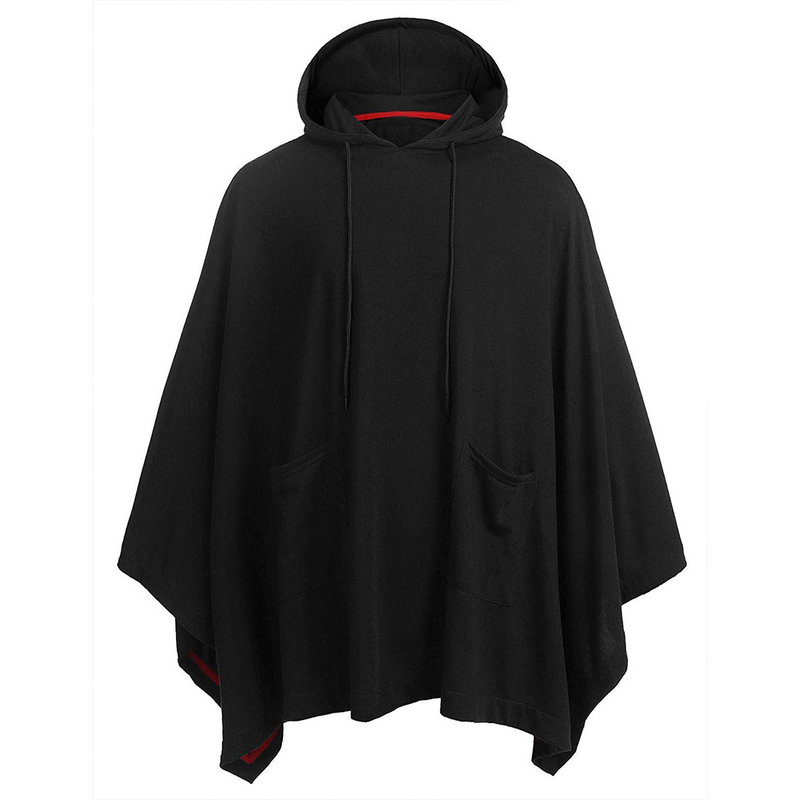 Spring New Men's Wear Large Solid Color Fashion European and American Men's Hooded Cloak_voghion.com