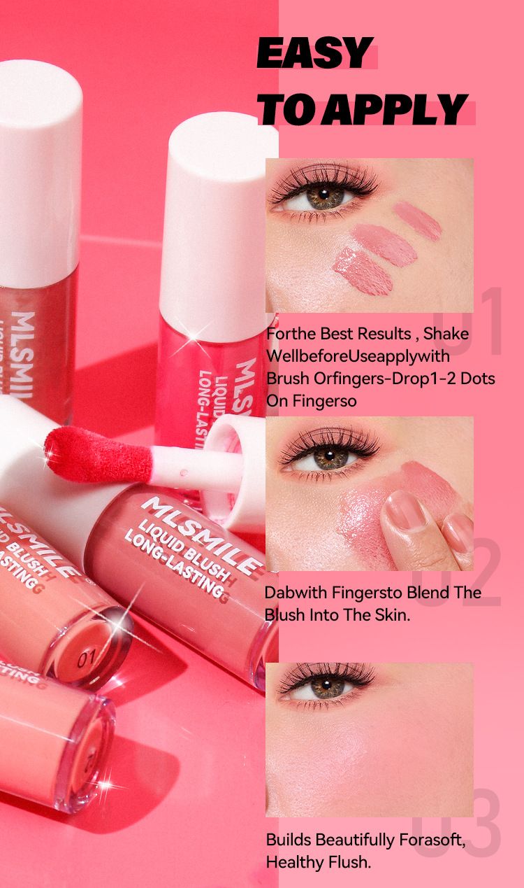 MLSMILE Liquid Lip And Cheek Dual-use Fine Shimmer Highlight Contour Hydrating Colorful Rouge Blush_voghion.com