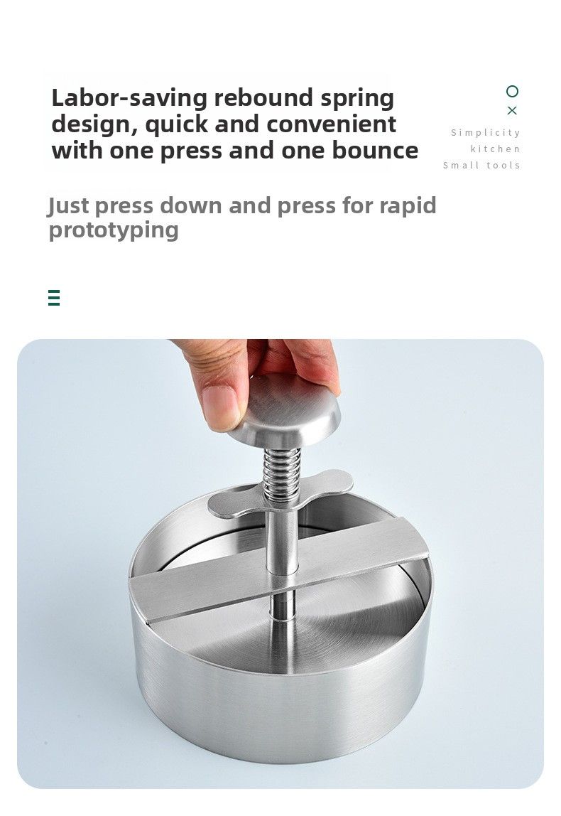 Food Grade 304 Stainless Steel Hamburger Manual Press Household Round Meat Patty Mold Kitchen Tool_voghion.com
