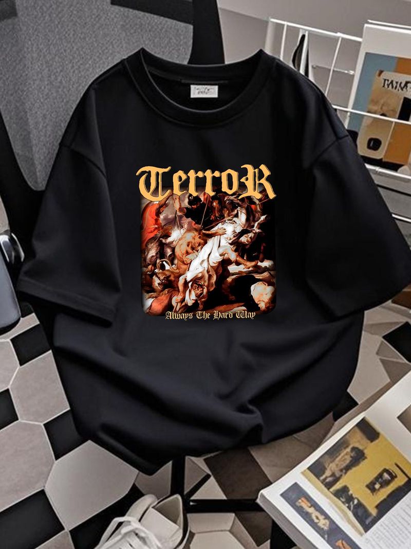 T-shirt Rock Terror, groupe hardcore, noir, toutes tailles, du S au 5XL, LL2194, haut graphique, doux et tendance, pour un usage quotidien, légèrement extensible, unisexe, confortable_voghion.com