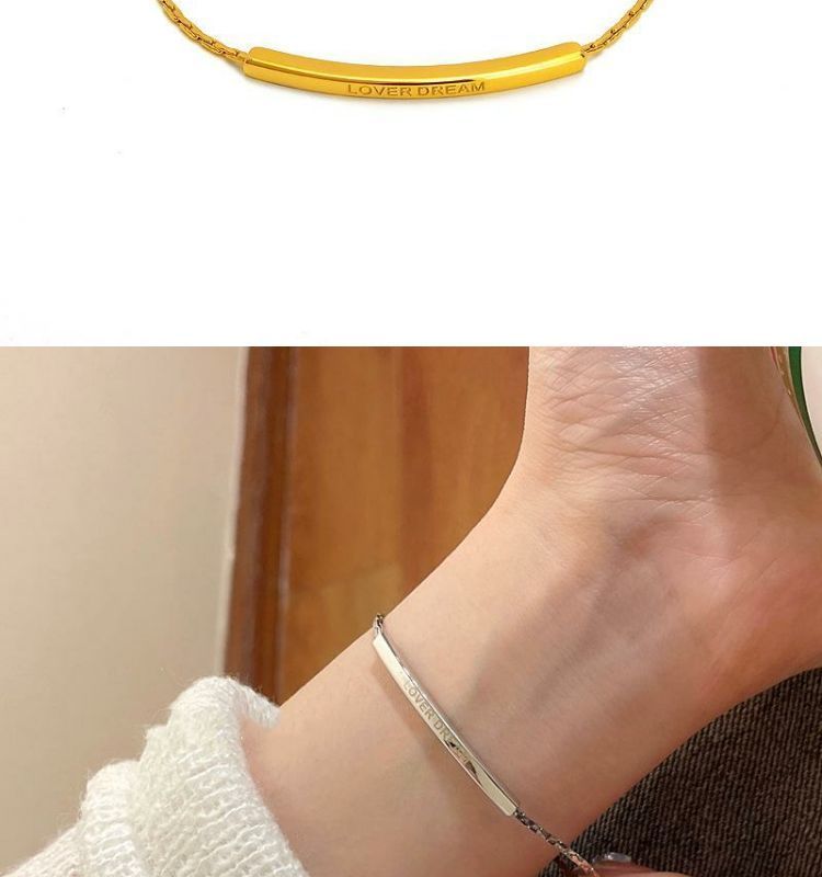 Bracciale in acciaio al titanio con lettere dorate, fatto a mano, alla moda, versatile, semplice, personalità, nicchia_voghion.com