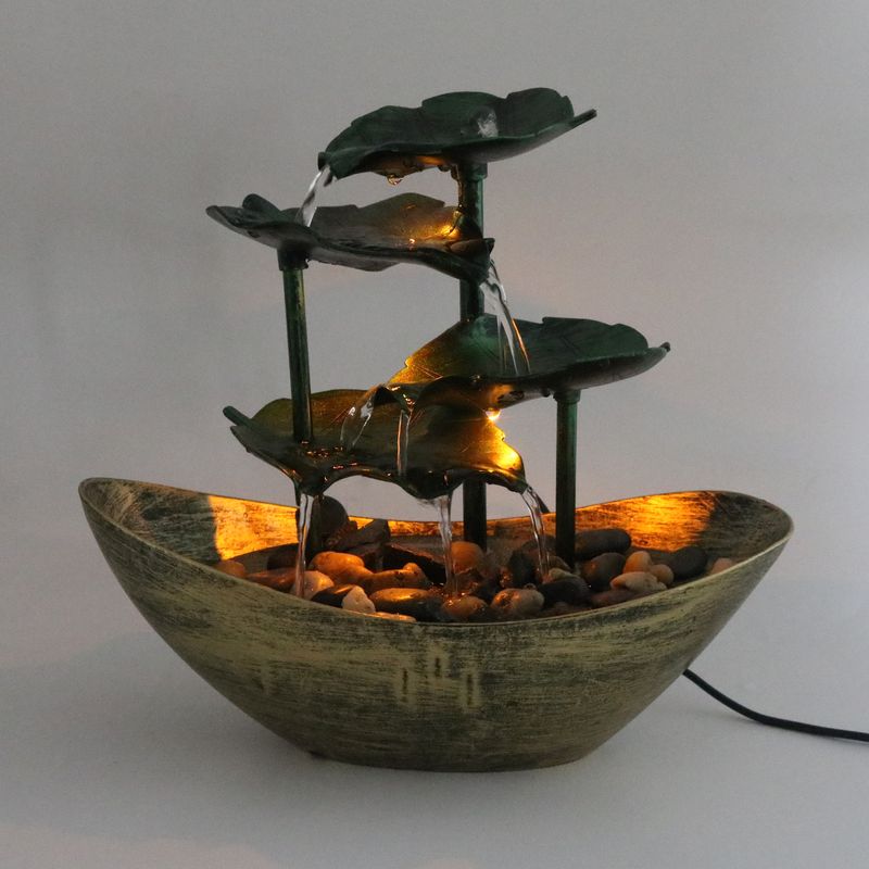 Lampada da scrivania Zen Fountain - Decorazione a cascata a LED alimentata tramite USB con ciclo di flusso, luce Feng Shui per la ricchezza e il relax per casa/ufficio_voghion.com