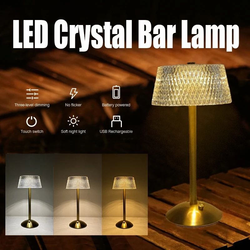 Lampada da tavolo a LED senza fili, ricaricabile tramite USB, luce notturna, dimmerabile al tocco, lampada da scrivania, decorazione per caffè/bar/hotel/camera da letto, luce d'atmosfera_voghion.com