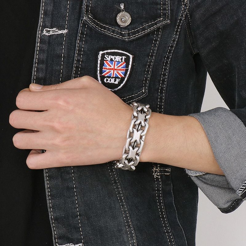 Men's Stainless Steel Bracelet With Vintage Chain Design - Punk Style Titanium Steel Cuff For Bold And Edgy Look - Sizes 10mm-20mm_voghion.com