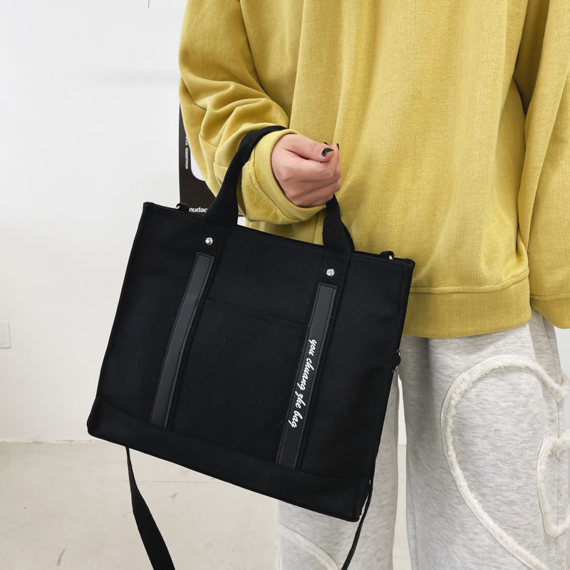 Handbag Women Canvas Shoulder Bag Large-Capacity Tote Bag Preppy Student Messenger Bag_voghion.com