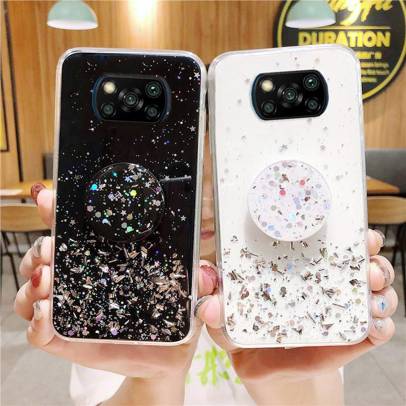Poco X3 NFC Pro Case 3D Cute Bling Glitter Star Cover For Xiaomi Poco F2 Pro Luxury Epoxy Soft Holder Cases Poco X2 M2 P_voghion.com