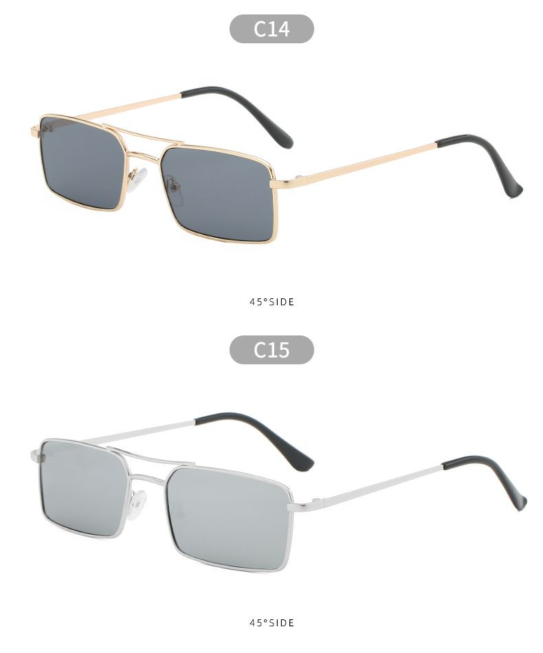 Dupla gerendás, négyzet alakú fém napszemüveg, divatos, minden egyezésű személyiségű napszemüveg férfiaknak és nőknek_voghion.com