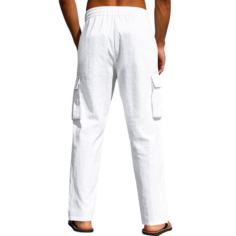 2025 Neue Herrenhose im amerikanischen Stil für vier Jahreszeiten, dünn, atmungsaktiv, mit mehreren Taschen, locker, lässig, trendig, weites Bein_voghion.com