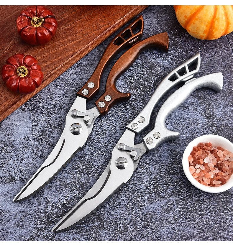 Forbici da cucina potenti per ossa di pollo in acciaio inossidabile, multifunzionali, per tagliare il pesce, con manico in alluminio, per uso domestico_voghion.com