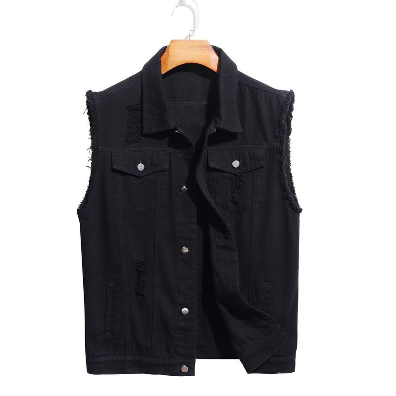 Men's Clothing New Style Trendy Fashion Denim Vest Simple And Versatile Casual Denim Jacket_voghion.com
