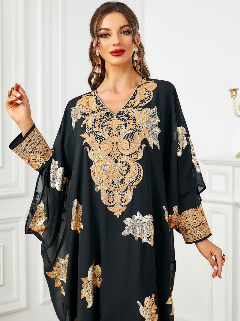 Nuovo abito musulmano con stampa a caldo, abito largo in due pezzi per donna araba_voghion.com