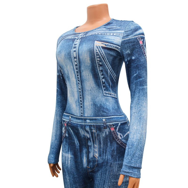 Roupas femininas macacão sexy justo estampado terno de duas peças_voghion.com